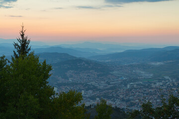 Sunset in the mountains near Sarajevo. Bosnia and Herzegovina