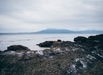 Fototapeta na wymiar rocks and sea Strait of Magellan in South America
