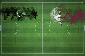 Libya vs Qatar Soccer Match, national colors, national flags, soccer field, football game, Copy...
