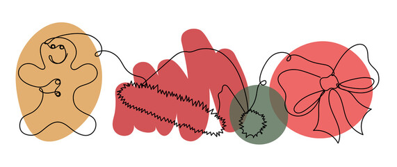 Christmas cookie and a hat in a linear style. 