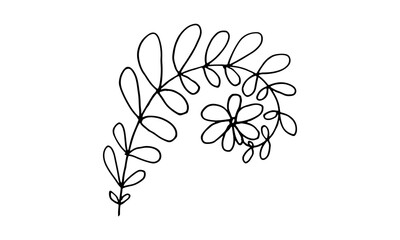 Hand drawn doodle flower illustration. Simple floral element isolated on white background