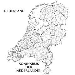 Fotobehang Administrative Map of the European Provinces of the Kingdom of the Netherlands with the Provinces, COROP areas, and municipalities. Vector illustration. © Dorky