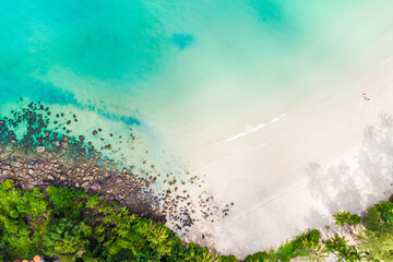 White sand sea beach turquoise water aerial view summer vacation