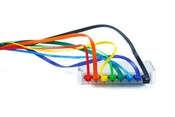 Network switch and colored UTP ethernet cables