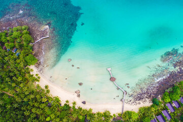 White sand sea beach turquoise water aerial view summer vacation