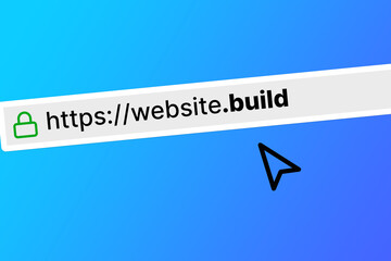 URL for a website with a .build extension (top level domain) in the navigation bar - obrazy, fototapety, plakaty