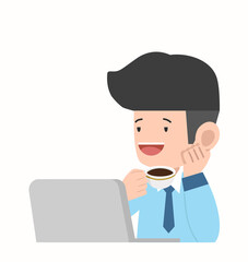 Businessman drinking coffee Vector character