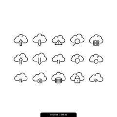 cloud computing icons icon vector logo template in trendy style