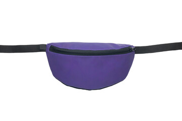Purple waist bag isolated on white background. Close-up.