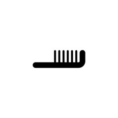 Comb Icon in black flat glyph, filled style isolated on white background