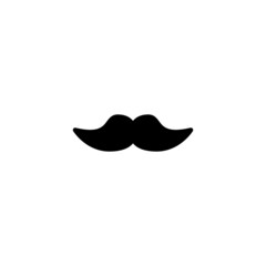 Mustache Icon in black flat glyph, filled style isolated on white background