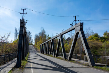 Bridge over the Telbes river in Mundybash village, Gornaya Shoria