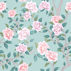 pink peonies  seamless pattern for fabrics, paper, wallpaper - 390392837