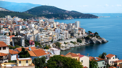 Obraz premium Aegean sea cost in Kavala, Greece