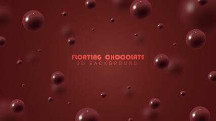 Realistic Floating Chocolate Balls 3d Background