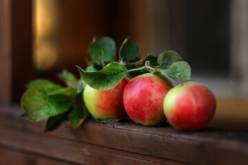 apples on a wooden background