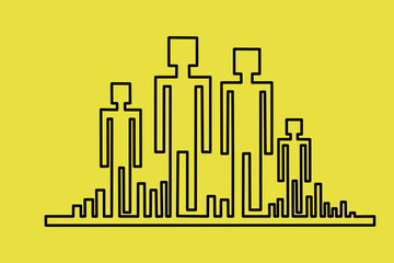 Continuous line illustration of a family of four members