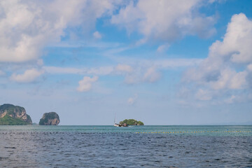 Beautiful idyllic seascape and beach on Phra nang Cave Beach krabi city Thailand.Krabi - in southern Thailand is one of the most relaxing places on the planet.