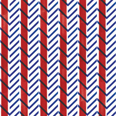 Vector blue chevrons red stripes seamless pattern