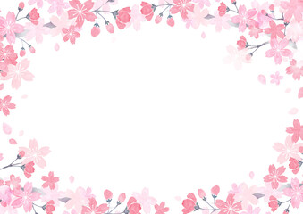 Fototapeta na wymiar 水彩で描いた桜の背景イラスト