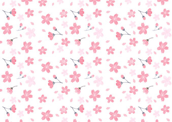 水彩で描いた桜の背景イラスト
