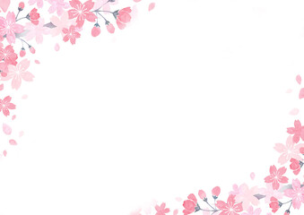 Fototapeta na wymiar 水彩で描いた桜の背景イラスト