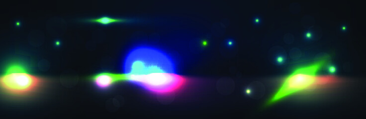 shining rays of a rainbow on a dark background. abstract bokeh lights. Vector illustration