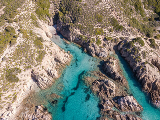 Sandy beach in cove at Ostriconi in Corsica