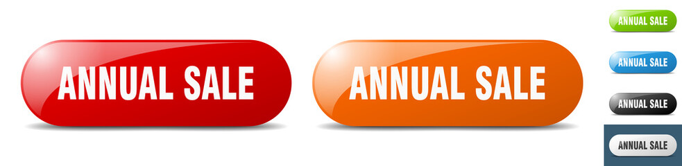 annual sale button. key. sign. push button set