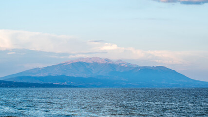 Aegean sea and a mountain in Greece