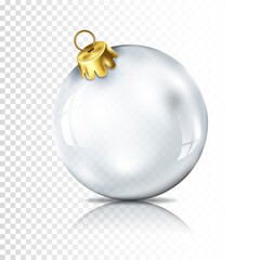 Transparent realistic Christmas ball isolated