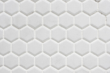 White hexagon tile wall for background, for Interiors design. Hexagonal wall texture surface. Abstract pattern background