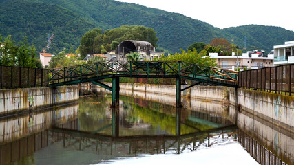 Fototapeta premium Water channel and bridge, Stavros, Greece