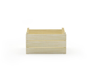 One empty wooden cargo box isolated on white background. 3D illustration