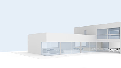 Fototapeta na wymiar modern minimalistic white building exterior with copy space