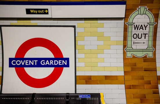 London, UK: New And Vintage Tiles In The Tube Station Of  Covent Garden