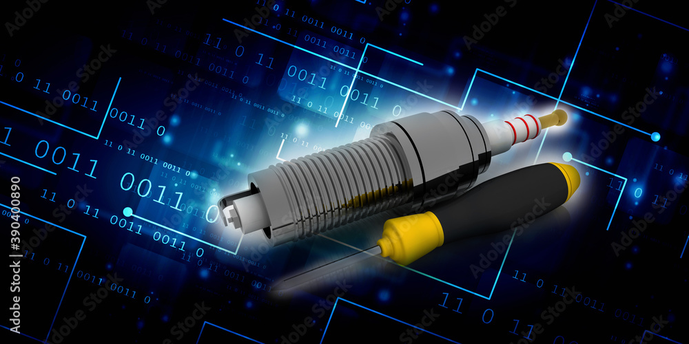 Aufkleber 3d rendering technology spark plug with screw driver