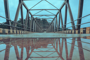 Iron bridge over the river, Indonesia