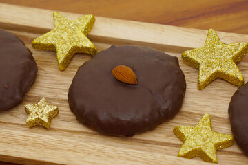 Gingerbread with almond with christmassy decoration