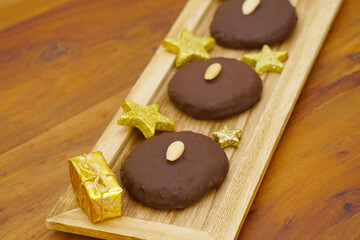 Gingerbread with almond with christmassy decoration