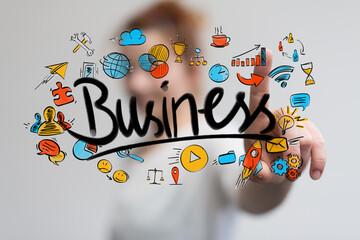 icons business plan concept managment success