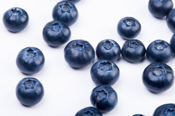 Group of blueberries on white background
