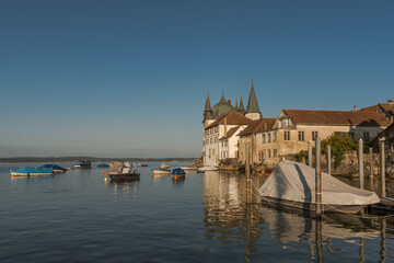 Turmhof und Hafen in Steckborn am Bodensee, Kanton Thurgau, Schweiz