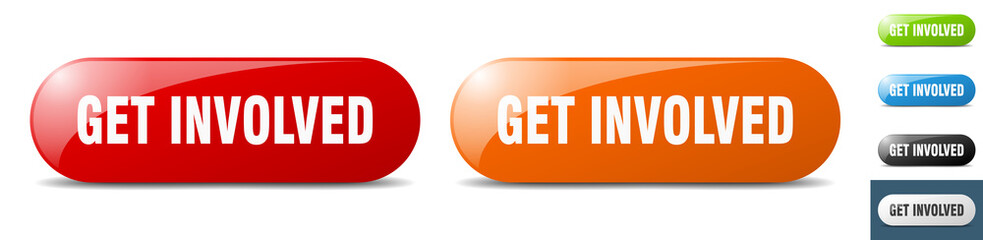 get involved button. key. sign. push button set
