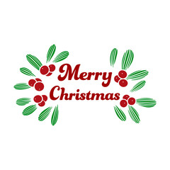 Merry Christmas lettering greeting card Vector type New year congratulations. Vector illustration