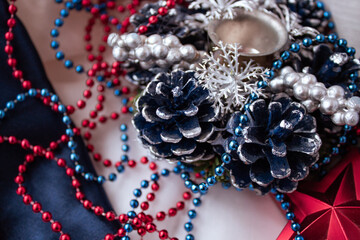 Christmas composition with stars and cones