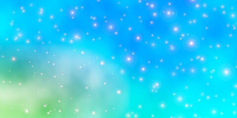 Light Blue, Yellow vector background with colorful stars.