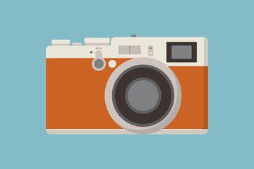 Retro photo camera icon flat style