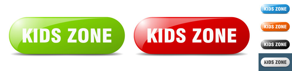 kids zone button. key. sign. push button set