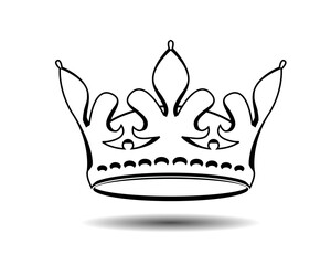 Vector king crown on white background. Vector Illustration. Emblem, icon and Royal symbols.